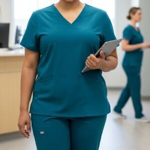 FIGS Technical Collection V-Neck Scrub Top  XXL Deep Teal Plus Size